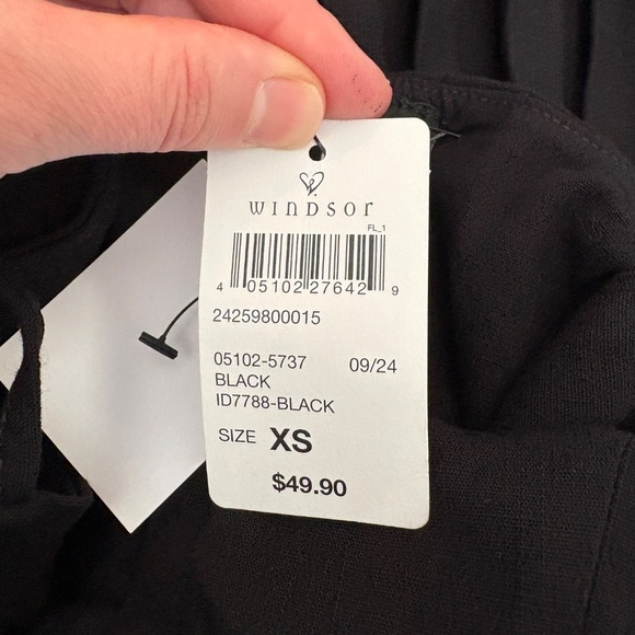 Windsor Dream Twirl Tie Strap Pleated A-Line Mini Dress Black Corset Detail - Picture 5 of 11